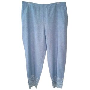 New Chico's 3 US 16 Womens Linen Blend Pismo Beach Striped Pull On Ankle Pants